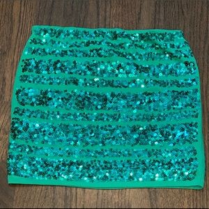 Green sequin bodycon mini skirt
